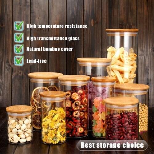 Glass Jars Sealed Cans with Cover Kitchen Food Storage Bottles Mason Spice Jars Candy Storage banks Tea Box Kitchen Storage Can