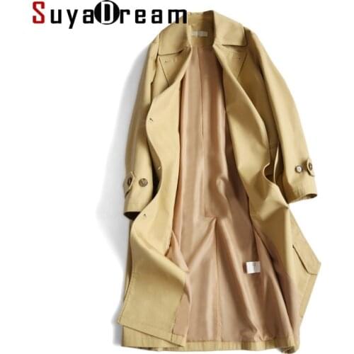 SuyaDream Women's Double Breasted Trench Coats