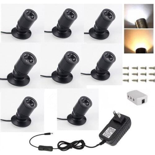 LED Under Cabinet Puck Lights with Switch 43/4/6/8Lamps 12V US/EU/UK Adapter Kitchen Counter Closet Shelf Accent Lighting