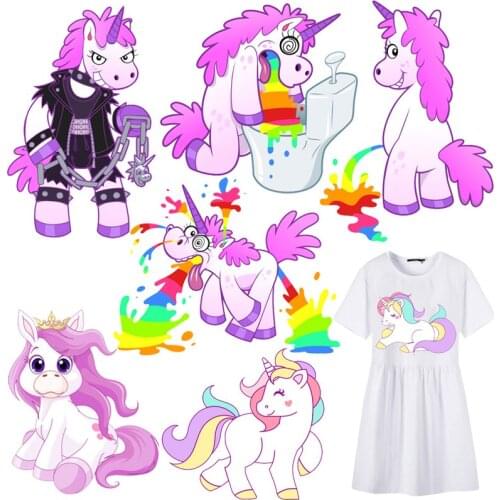 Unicorn Patches Little Pony Thermal Stickers on Clothes Iron-on Transfers for Clothing Thermoadhesive Patch Fusible Diy Applique