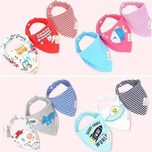 Newborn bibs Saliva towel baby triangle towel baby triangular saliva towel snap button childrens bibs 3pcs/set Multicolor