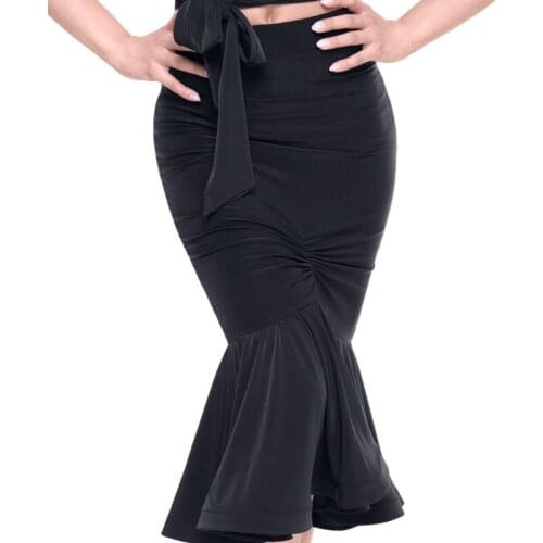 New Latin Dance Skirts Women Ballroom Skirt Sexy Black Wrap Hip Tight Skirt Modern Tango Dress Latin Performance Dance Wear C911