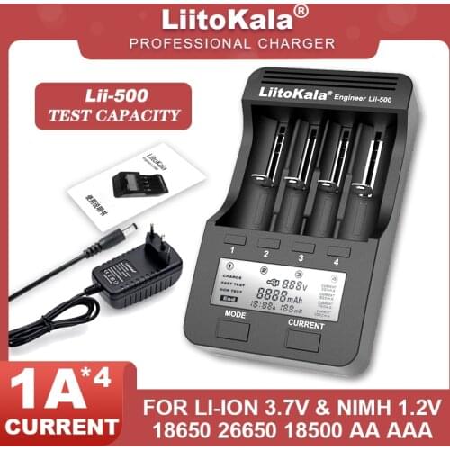 Liitokala Lii-500 Lii-PD4 Lii-500S Lii-S8 Lii-600 LCD 3.7V 18650 18350 18500 21700 14500 26650 AA NiMH Lithium-Battery Charger