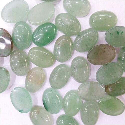 100Pcs 14x10x5mm Wholesale Natural Green Aventurine Oval Cab Cabochon DIY Jewelry Making Accessories M50
