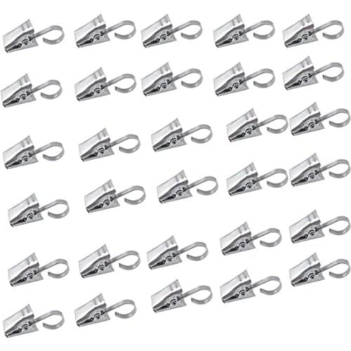 100 Pieces Curtain Pole Hook Clips Left Right Slip Opening Drapery Shower Curtain Clip Hanging Photo Mini Clip