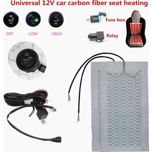 12V Universal Carbon Fiber High/Low Car Heated Seat Pads With Round Switch for Winter C45