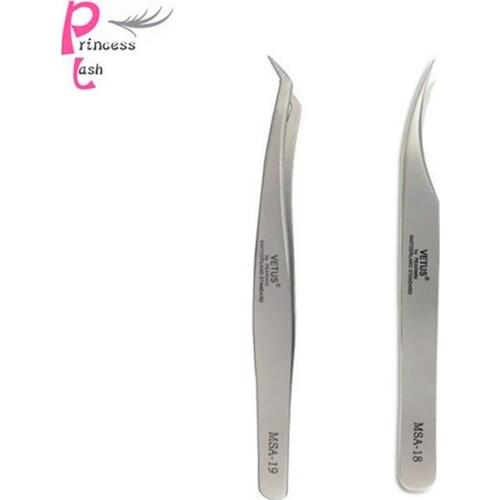 2pcs/pack high quality Stainless Steel lashes tweezers for professionals anti-static Tweezer individuales eyelash extension tool