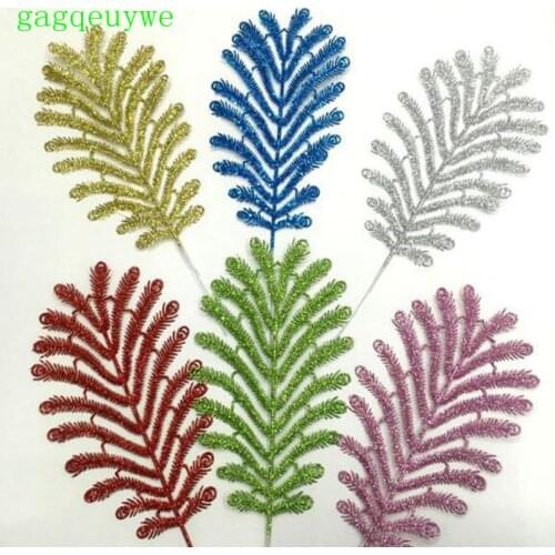 2019 gold powder birds tail leaf artificial flower christmas decoration,33x25cm