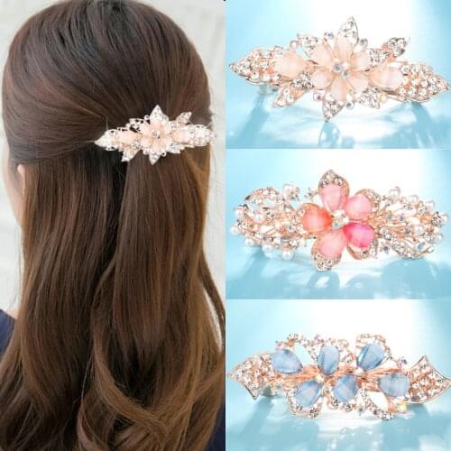 29 Styles Flower Barrettes Resin Foral Hair Clip Barrette Cute Wedding Crystal Hairpin Headwear Accessories Gift For Woman Girls