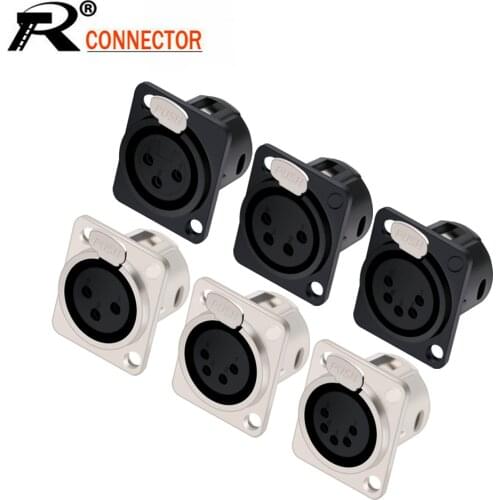 5pcs/lot 3/4/5 Pins XLR Female Jack Panel Mount XLR Socket Chassis Microphone MIC Cable Terminal Wire Connector Black/Silver
