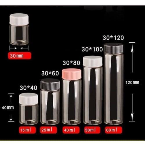 500pcs 15ml 25ml 40ml 50ml 60ml Glass Bottle Plastic Cap Wishing Empty Bottles Sample Storage Jars Diy Decor Crafts Bottle Jars