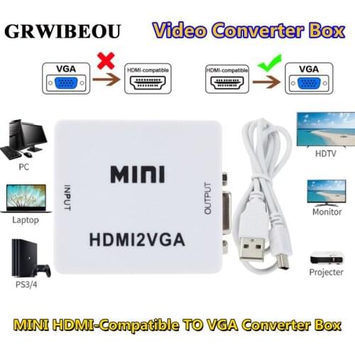 MINI HDMI-compatible to VGA Adapter HDMI-compatible2VGA Converter Digital Analog HD 1080p For PC Laptop Tablet HDMI2VGA Adapter