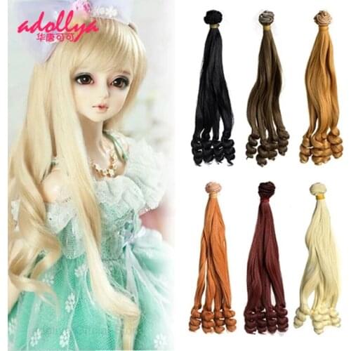 Adollya BJD Doll Accessories Curly Wig Gradient Hair for Doll Hair Tresses for Dolls Dress Up Toys for Girls Wig Tress 25*100cm