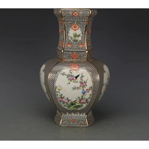 Jingdezhen Antique Enamel Square Vases Flowers And Birds Pattern Ancient Ming and Qing Porcelain