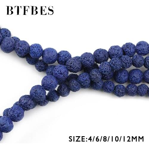 BTFBES Dark Blue Lava Beads Volcanic Rock Hight Quality Natural Stone 4 6 8 10 12mm Beads For Jewelry Making Bracelet DIY Ball