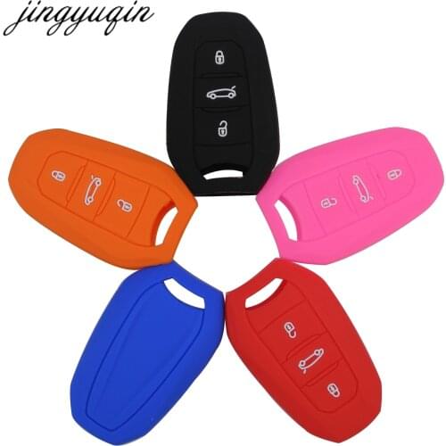 Jingyuqin Silicone Remote Car key Case Cover For Citroen C5 C6 C4L CACTUS C3XR DS6 DS5L Elysee Peugeot 2008 3008 508 4008 408