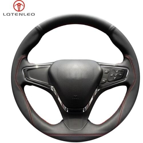 LQTENLEO Black Genuine Leather Hand-stitched Car Steering Wheel Cover For Chevrolet Cruze 2014-2018 Volt 2016 2017 New Cruze