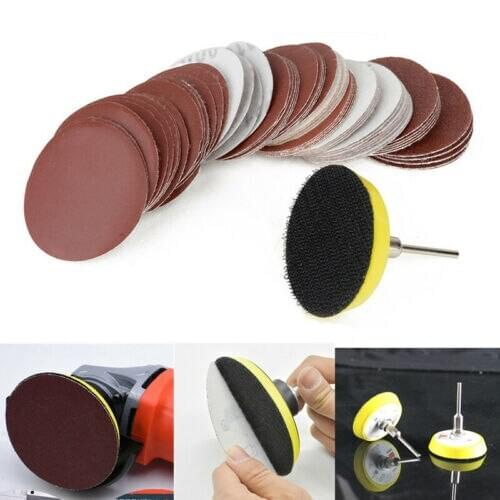 60Pcs 50mm 2 Inch 100 240 600 800 1000 2000 Grit Sanding Disc Paper Orbit Sander Pad Hook Loop