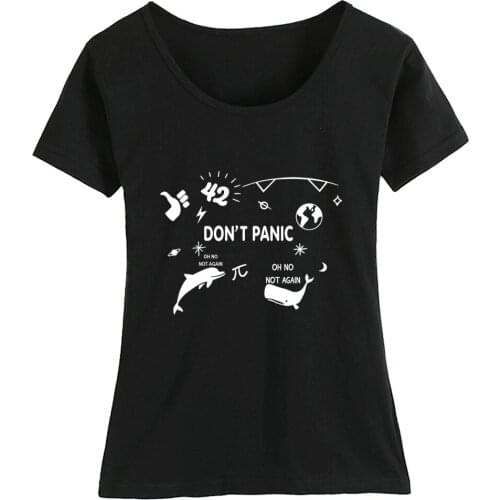 Cotton Girl Woman Short Sleeve T Shirt Moon Earth Star Universe Don't Panic Flash Dolphin Marvin Couple Clothes Summer ZIIART