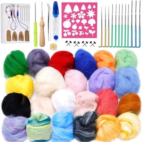 KAOBUY 68PCS Wool Felting Needle Tool Kit, Felting Supplies With 24 Colors Felting Wool Roving For Felting Crafts