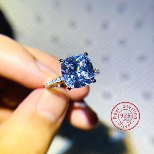 Classic 100% Solid 925 Sterling Silver Ring Wedding Band Ring for Women Gift with Hearts Arrows big diamond wedding Jewelry