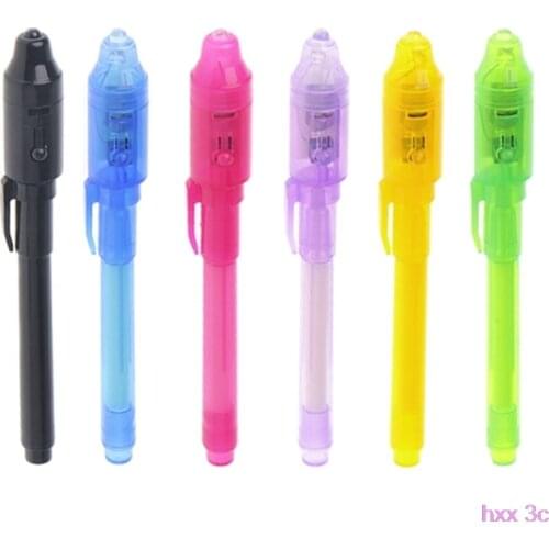 New 6Pcs/Set Invisible Ink Pen Built in UV Light Magic Marker For Pen Safety To Use