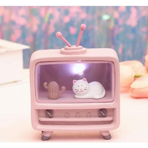 Cute TV Cat Modern Simple Star Light Pink Creative Starlight Night Lights For Girls Birthday Gift Home Bedroom Decor Cat Light