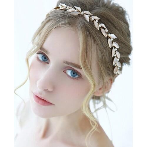 Minimalist Wedding Bridal Hair Ornament Vintage Leaves Hair Vine Decorative Pearls Headwear for Graceful girl or women