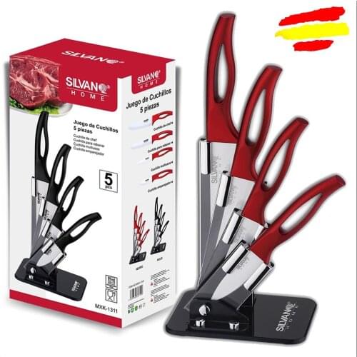 GAME DE 4 knives in SUPPORT desktop LUXURY SILVANO 2 colors steel INOX