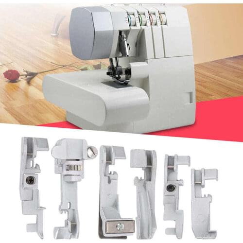 6Pcs Presser Foot Set for SINGER 14U 14CG754 14SH654 Household Multi-Function Overlock Machine Sewing Machine Accessories