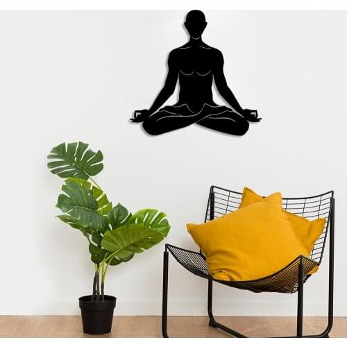 Yoga Male Figure Wall Room Home Accessory Wooden Table 50x47cm