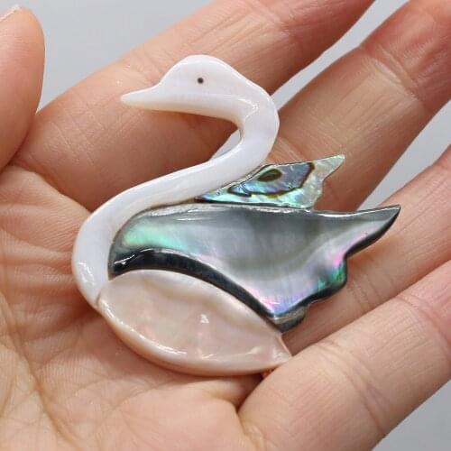 Natural Shell brooch Swan shape Mother of Pearl Abalone Shell Exquisite charms For jewelry making DIY Sweater accessories