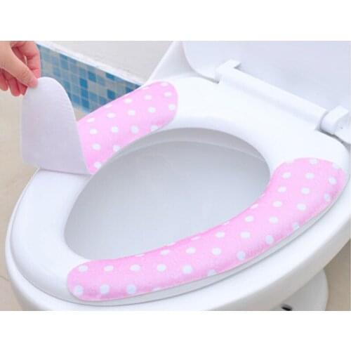 New winter products 2pairs/4pcs lot warm toilet seat covers mat self-adhensive fiber toilet seat cover pad washable bathroom set