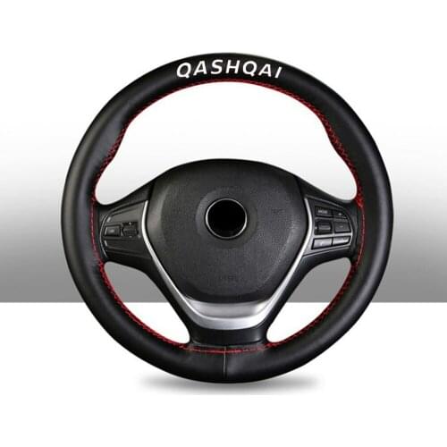15 Inch Genuine Leather Braided Steering Wheel Cover for Nissan Qashqai Car Interior Accessories