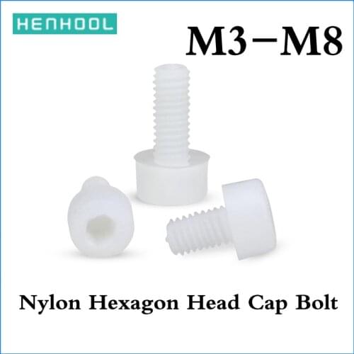 Plastic Nylon Hexagon Socket Head Cap Bolt Knurled Hand Screw Din912 M3M4M5M6M8 HENHOOL Environmental protection