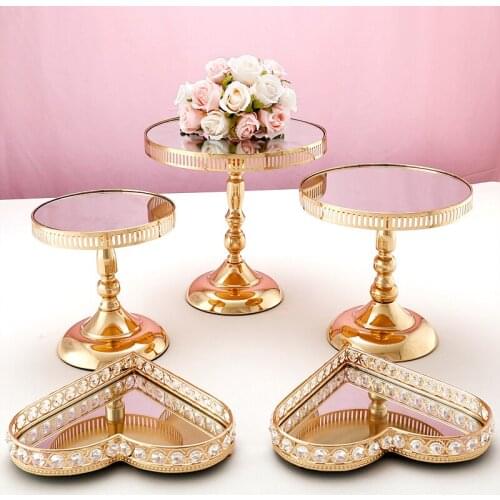 Striped mirror round cake stand set Dessert Display Cupcake Stands 3-6pcs