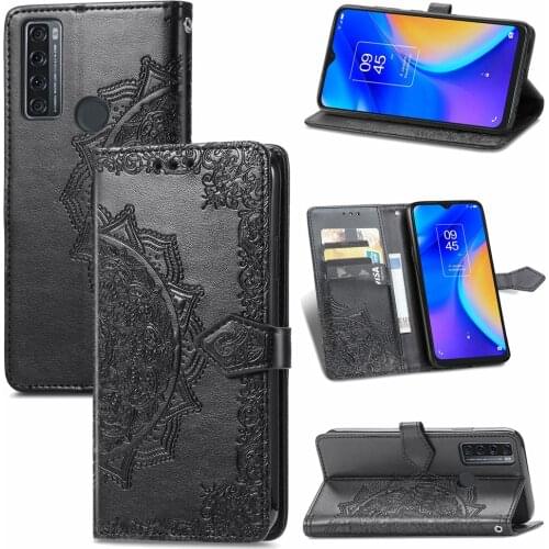 Embossed Flower PU Leather Cover For TCL 20 SE Kickstand Wallet Card Pocket Phone Case For TCL S20SE Case Funda