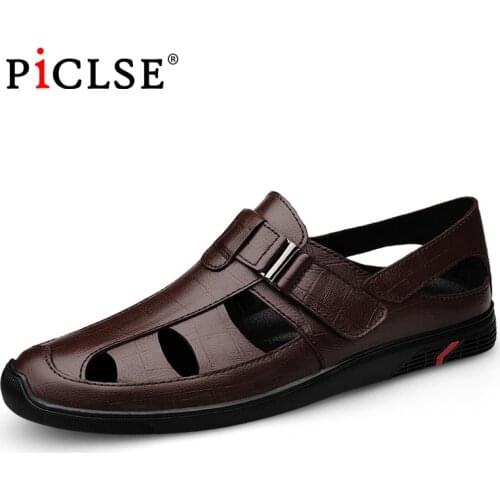 Luxury Brand Genuine Leather Men Sandals Moccasins Men Business Dress Sandals Italian style Handmade Leather shoes Men Sandalias