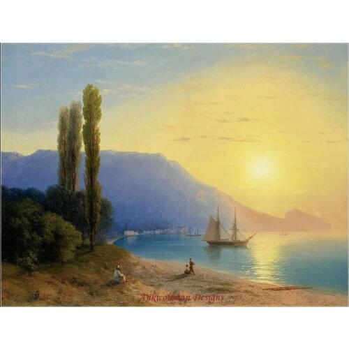 Needlework for embroidery DIY French DMC Color High Quality - Counted Cross Stitch Kits 14 ct Oil painting - Sunset over Yalta