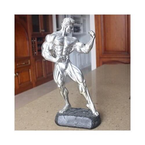 GREY SILVER ORANGE ROSE BODYBUILDING COMPETITION TROPHY FITNESS ROOM FITNESS MUSCLE MALE ROOM DECORATION DOLL