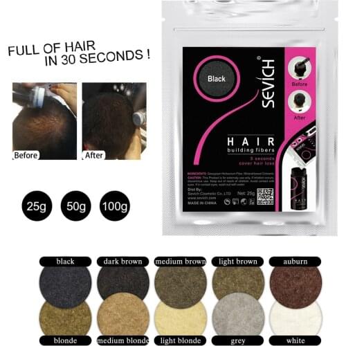 SEVICH Keratin Hair Powder Anti Hair Loss Products Hair Treatment Hair Building Fibers 100g Hair Growth Powders Bag For Men