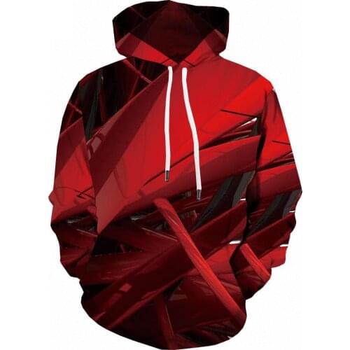 Spring Womens Hoodie Sweatshirt Mens Tops Red 3D Abstract Print Punk Anime Harajuku Style Hip Hop Pullover Childrens Clothing