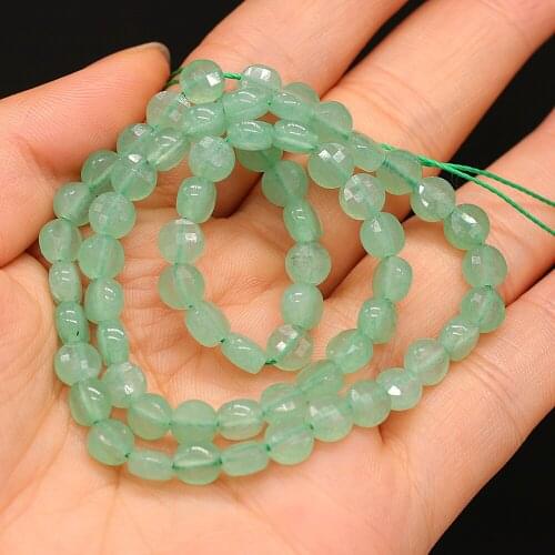 Fine Natural Stone Semi-precious Stone Oblate Faceted Beaded Green Aventurine for DIY Necklace Bracelet Making Jewelry 36cm