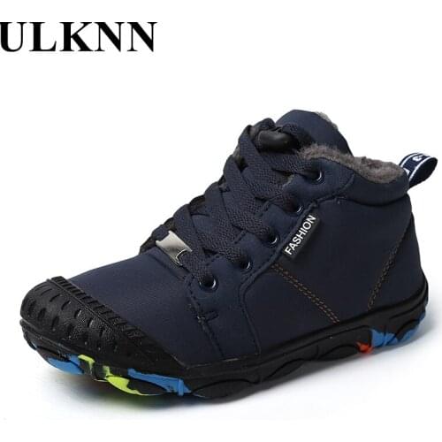 ULKNN 2020 Winter Autumn Snow Boots For Children Cotton Shoes Warm Comfortable Non-Slip Student Casual Flat Shoes Solid Color