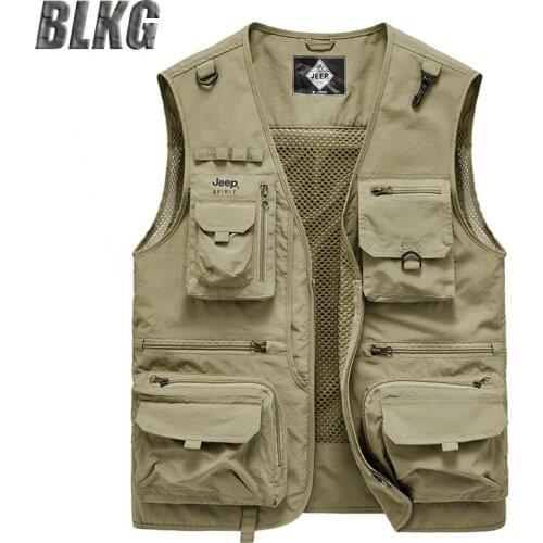 Spring Vest Men Mesh Multi-pockets Military Vest Fishing Tooling Vests for Men Chaleco Hombre Weste Plus Size M-4XL Chaleco