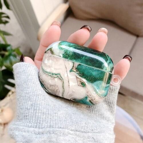 Marble Pattern Case For Airpods Pro 1 2 Cover Emerald Green Earphone Cases Headphones Funda Protective For Airpods 2 1 Pro Coque