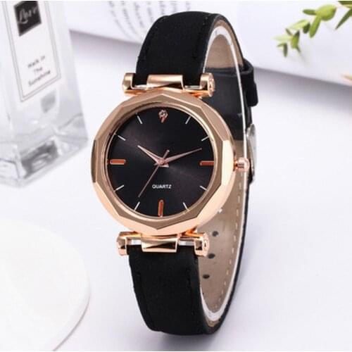Women Classic Quartz Wrist Watch Rhombus Head Frosted PU Leather Band Casual Watch