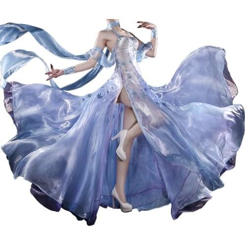 Anime Re Zero Cosplay Costume Emilia Ice Crystal Dress Ramu REM Gorgeous Sexy Dress Uniform Women Set Girls Wigs Hair Shoes Cos