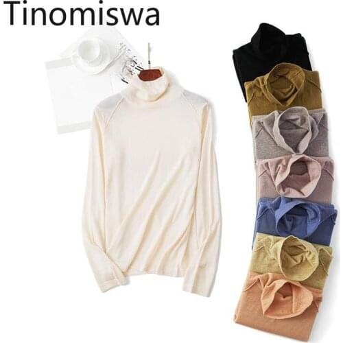 Tinomiswa Turtleneck Sweater Women Solid Color Long Sleeve Basic Pullover Jumpers Casual Korean Style Chic Knit Tops Pull Femme