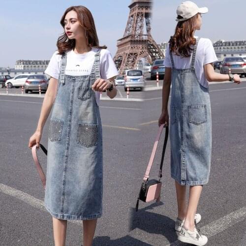 New womens dresses denim fabric suspenders dresses women clothing summer/autumn clothing european jeans dress